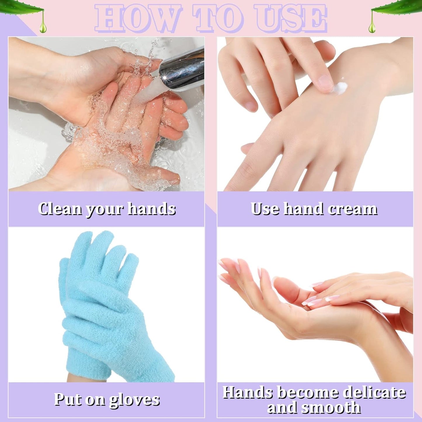 3 Pairs Moisturizing Aloe Gloves for Dry Hands Overnight Aloe Spa Infused Hydrating Cracked Hand Moisturizer Gloves for Women Men Chapped Skin(Stylish Color)