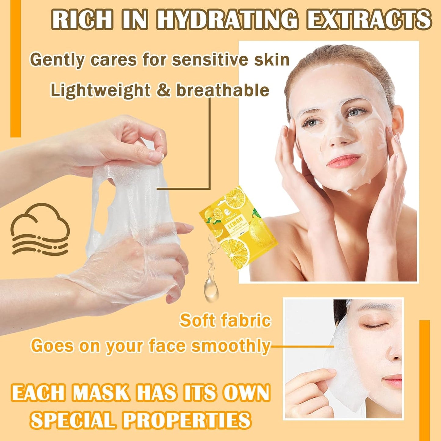 20 Pcs Facial Sheet Mask,Hydrating Face Masks Skincare Gift Set,Moisturizing Soothing Facial Masks,Easy to Use & Nourishing Face Mask Skin Care Set