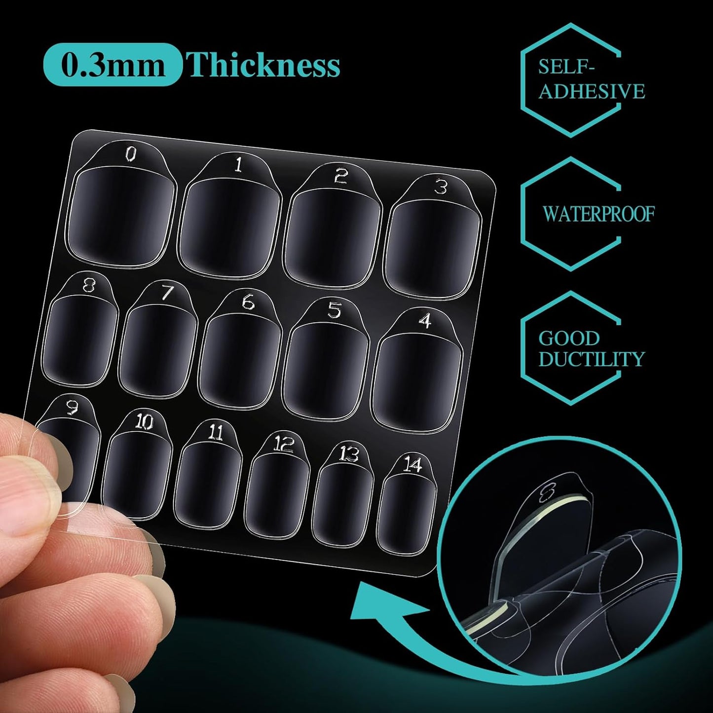 Teenitor 1500pcs Press on Nail Adhesive Tabs, 15 Sizes of Nail Stickers for Press on, Press on Nails Glue Stickers Press on Nail Sticky Tabs, 100 Sheets