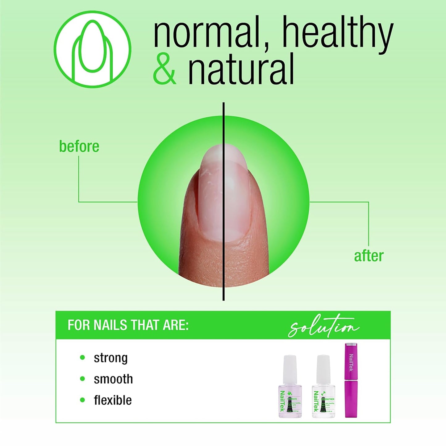 Nail Tek Nutrition Kit – Nail Strengthener and Growth Polish Treatment with Mini Crystal File, Nail-Repair for Damaged Nails, 2 x 0.5 fl oz