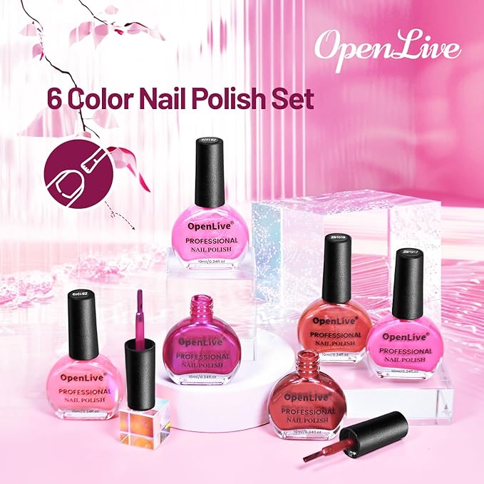 10ml 6 Colors Red Glitter Nail Polish Set Glitter Rose Red Pink Deep Purple Series Nail Polish Gifts for Women