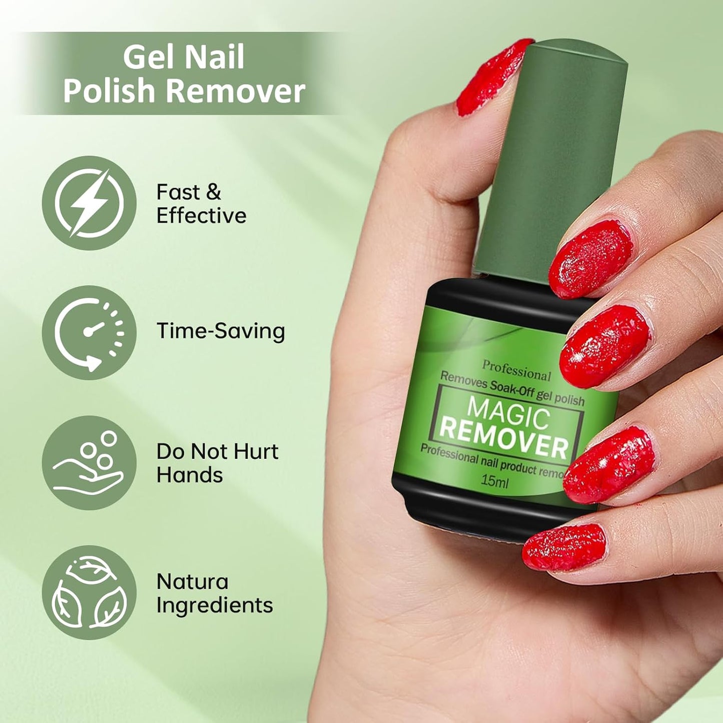 3PCS Gel Nail Polish Remover, 15ml Gel Remover for Nails Within 3-5 Minutes Quickly and Easily Soak off Polish Remover