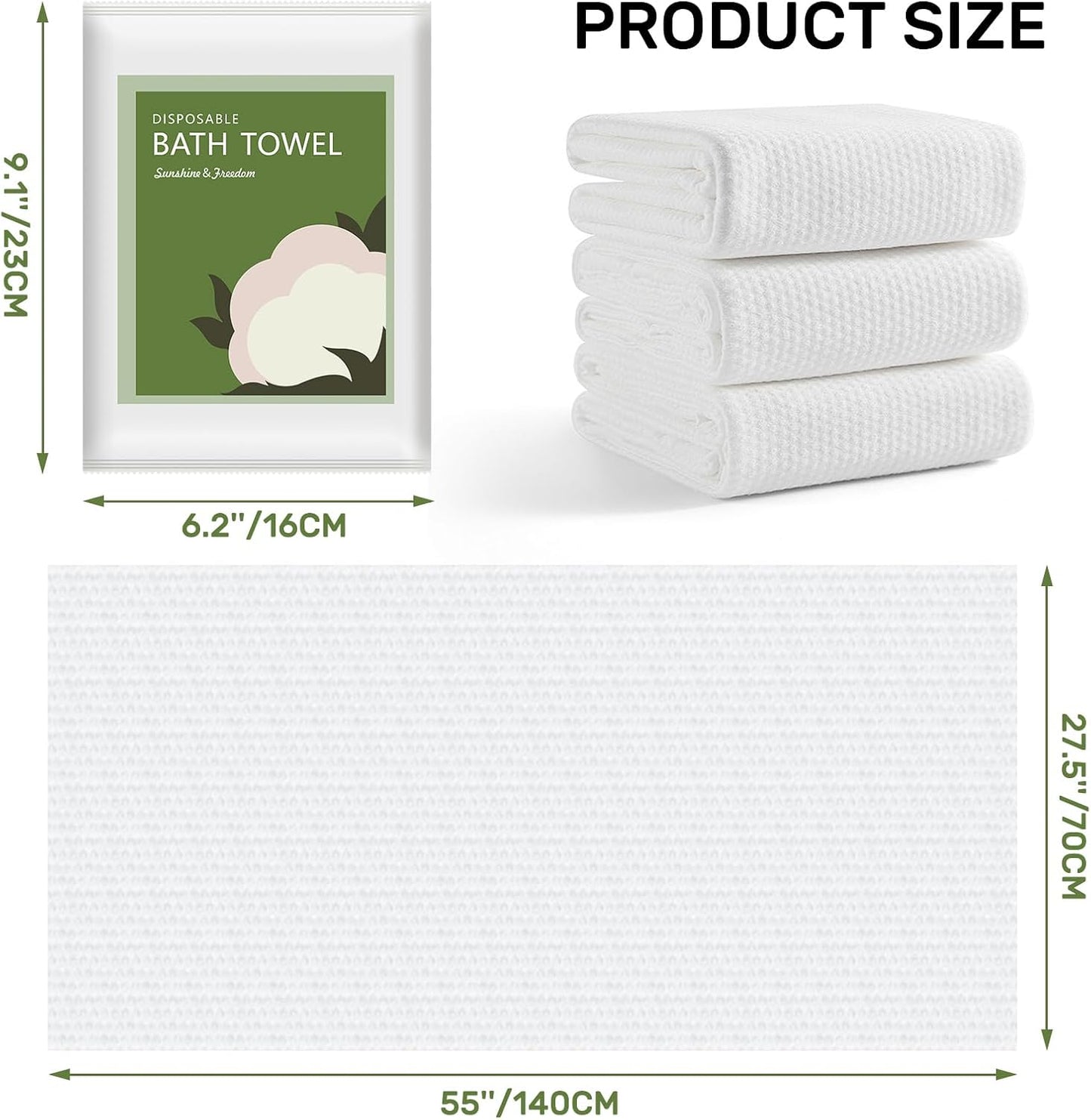 Disposable Bath Towels Durable Large Portable Thicken Camping Towels Quick Dry, Absorbent,Ultra Soft for Travel Hotel Swimming Gym Pet Sports Hiking Beach Spa 55''X27.5''(5pack)