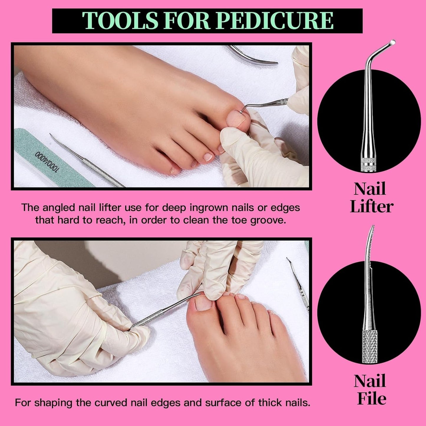 FANDAMEI Nail Care Kit, Nail Files 100/180, Nail Tools, Nail Buffer Block, Cuticle Nippers, Cuticle Trimmer, Cuticle Pusher, Nail Kit, Pedicure & Manicure Tools, Nail Prep Kit, Manicure Kit for Women
