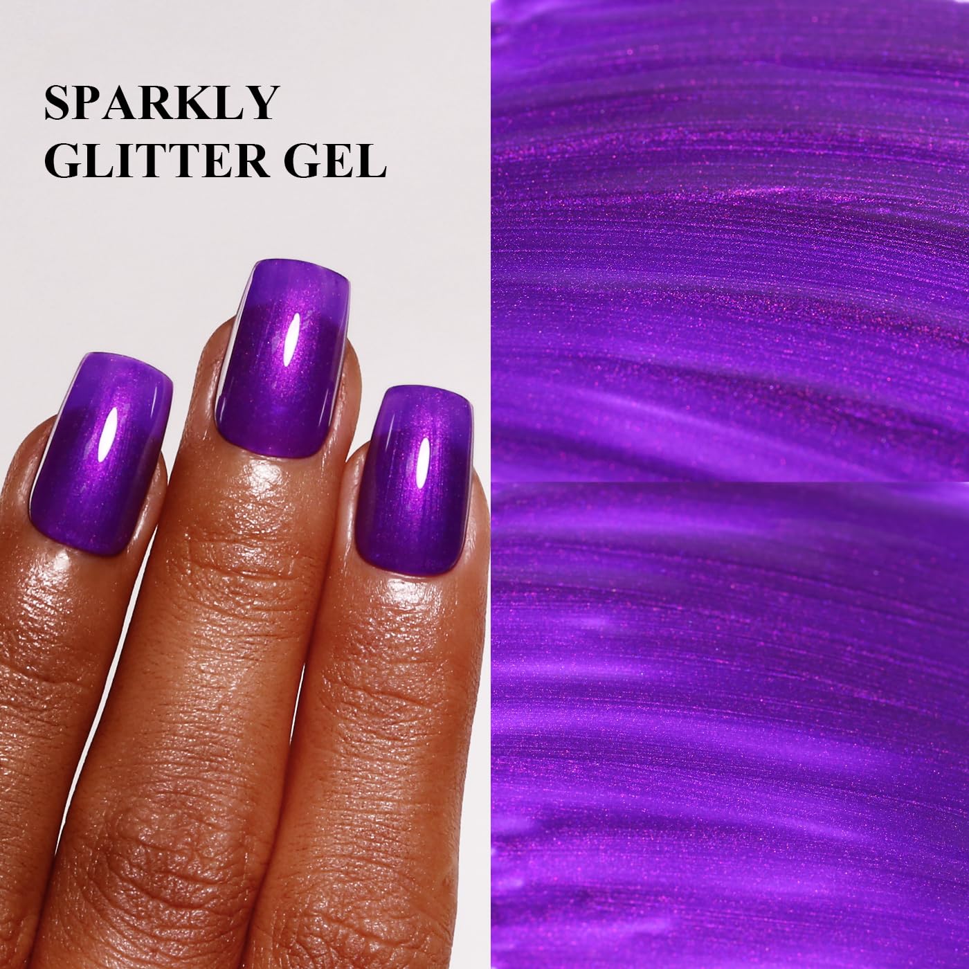 Imtiti Pearl Gel Nail Polish, 0.5 Fl Oz Dark Purple Glitter Gel Polish Shimmer Nail Gel Polish Sparkle Soak Off UV LED for Home DIY Nail Art Manicure Salon