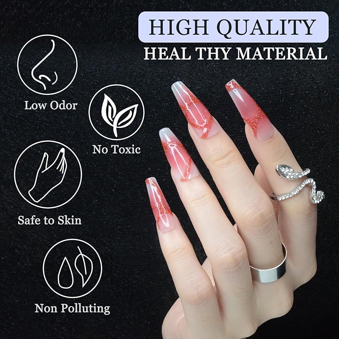 Reflective Glitter Nail Art Gel Liner Set, 12 Colors Shiny Pink Purple Yellow Green Glitter Gel Polish for Swirl French Tip Painting Designs Soak Off Built Thin Brush DIY Nail Starter Kit