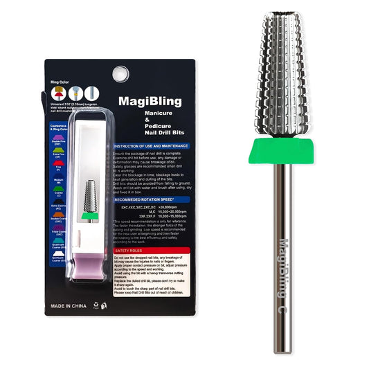 5 in 1 Nail Drill Bits, Straight Cut 3/32'' Professional Tungsten Carbide Bits, Two-way Rotation Easy for Left Hand, Hard Soft Gel Removal Fast Manicure Polishing, Coarse