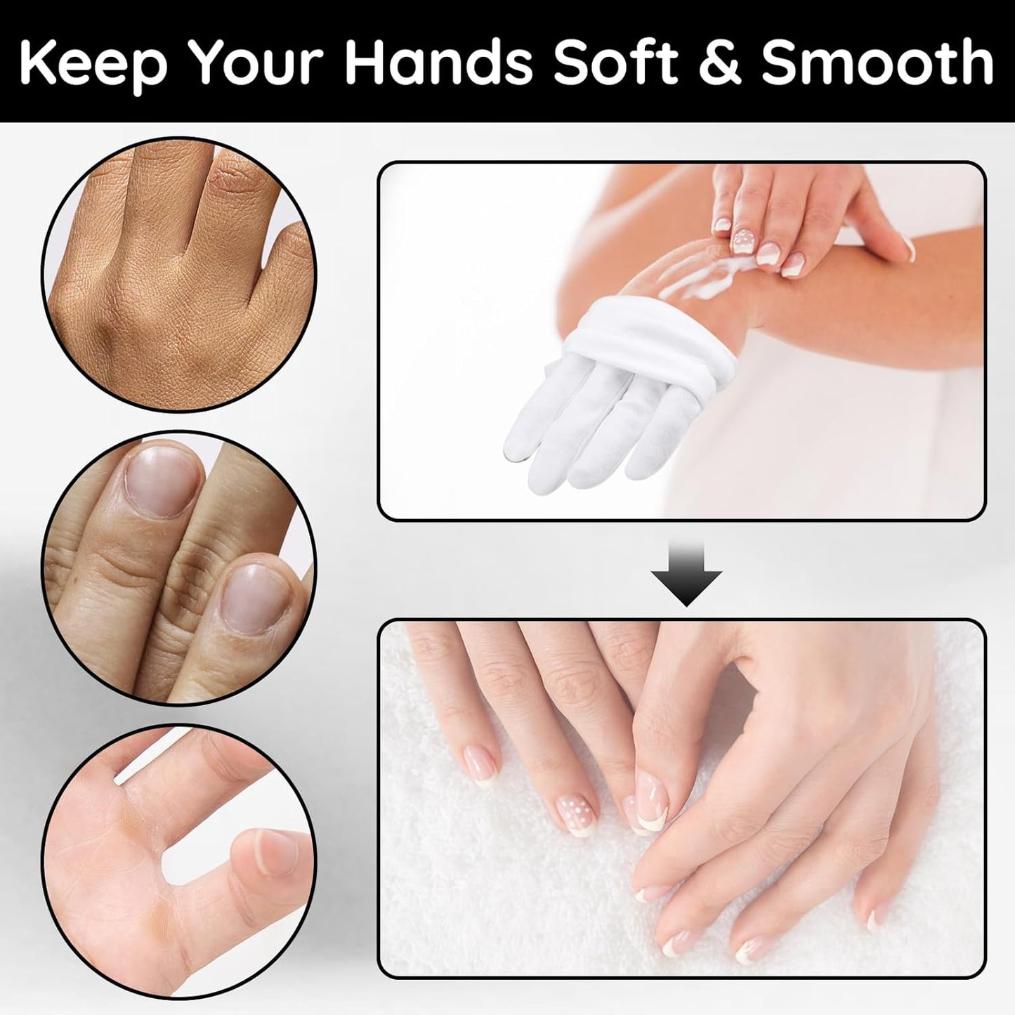 Segbeauty 12 Count Moisturizing Gloves with Touchscreen Fingers, Cotton Glove Liners with Elastic Band for Sleeping Overnight, White Cotton Glovesfor Men and Women, Work Gloves for Coin Handling Large