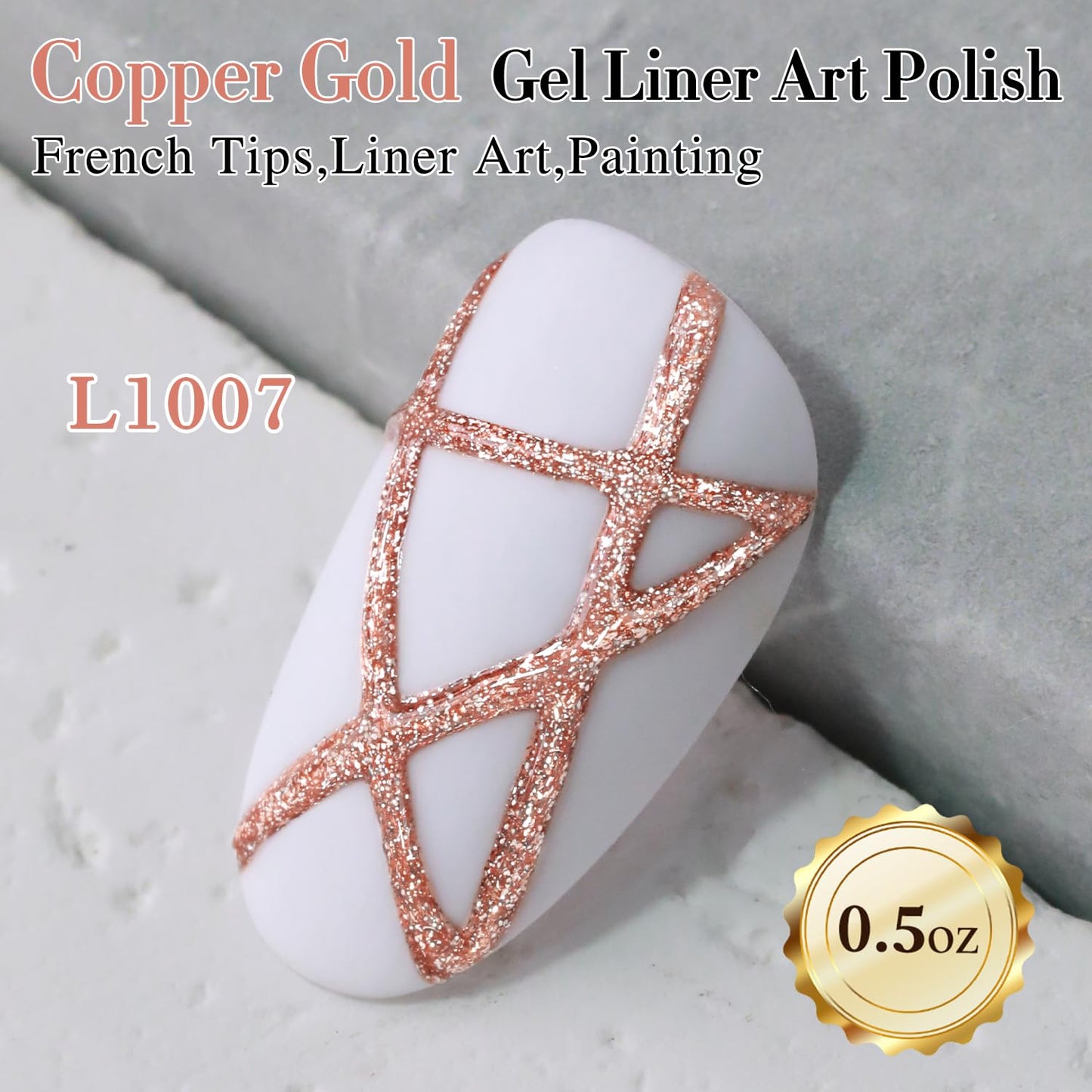 Double Rhythm 15 Ml Metallic Gel Liner Nail Art Gel Bronze Mirror Chrome Painted Drawing Stripper 3D Effect Gel Polish (Glitter Copper Gold-L1007)