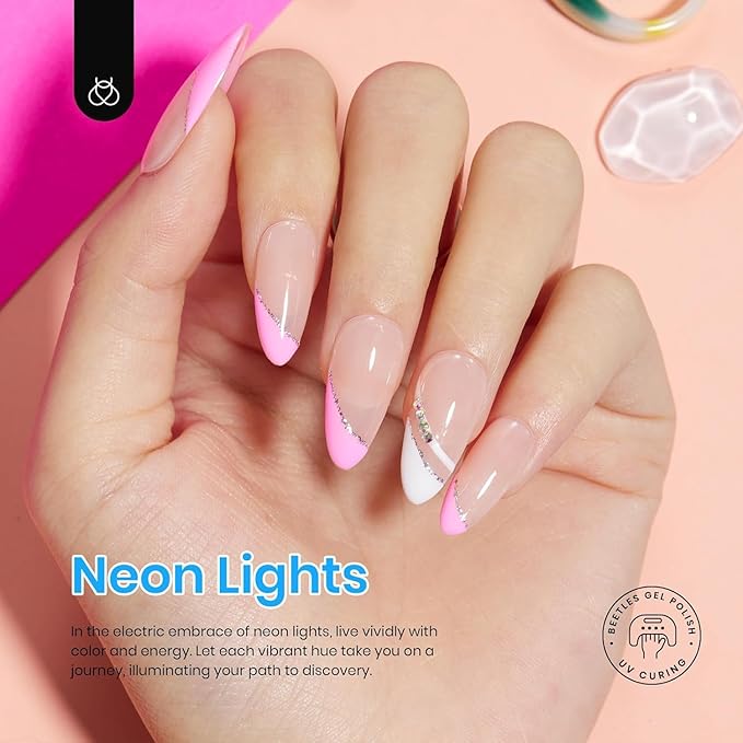 Beetles Halloween Gel Nail Polish Set, Bright Rainbow Collection 6 Colors Hot Pink Blue Yellow Green Soak Off UV LED Neon Gel Nail Polish Kit Gift for Women
