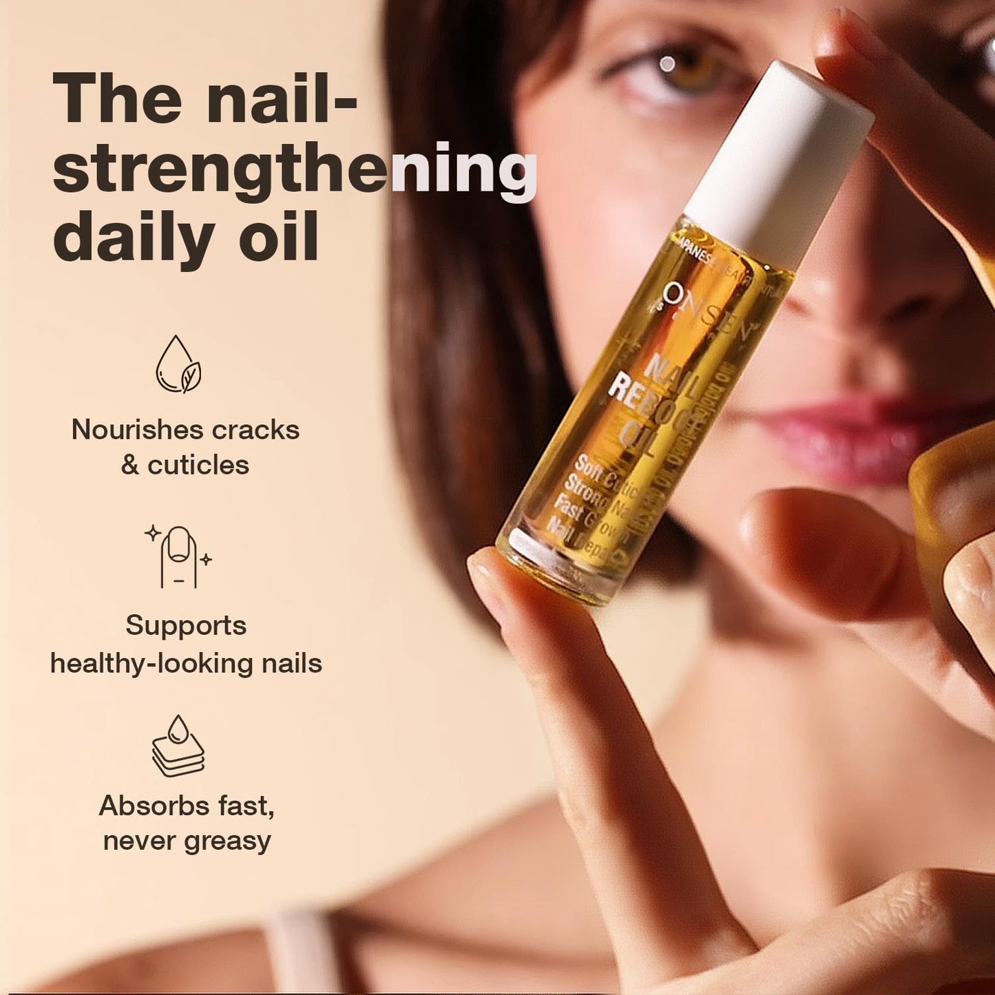 Onsen Secret Nail & Cuticle Repair Oil (2x10ml) - Dry Oil Formula - Japanese Tsubaki, Tea Tree & Jojoba - Strengthens Nails, Repairs Cuticles, Hydrates Skin & Hair - Natural & Vegan