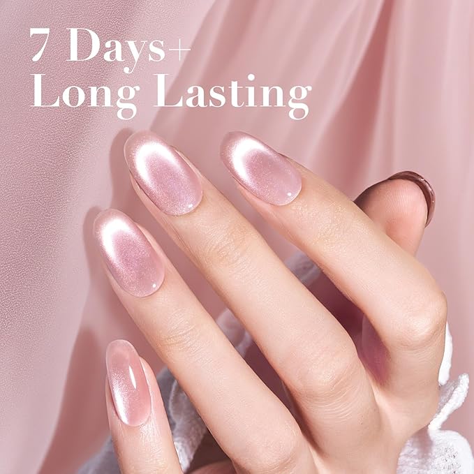 AZUREBEAUTY Cat Eye Nail Polish Quick Dry Nude Glitter Toe Nail Polish Natural Shine Nail Lacquer Salon-Quality for Women Girl Gifts