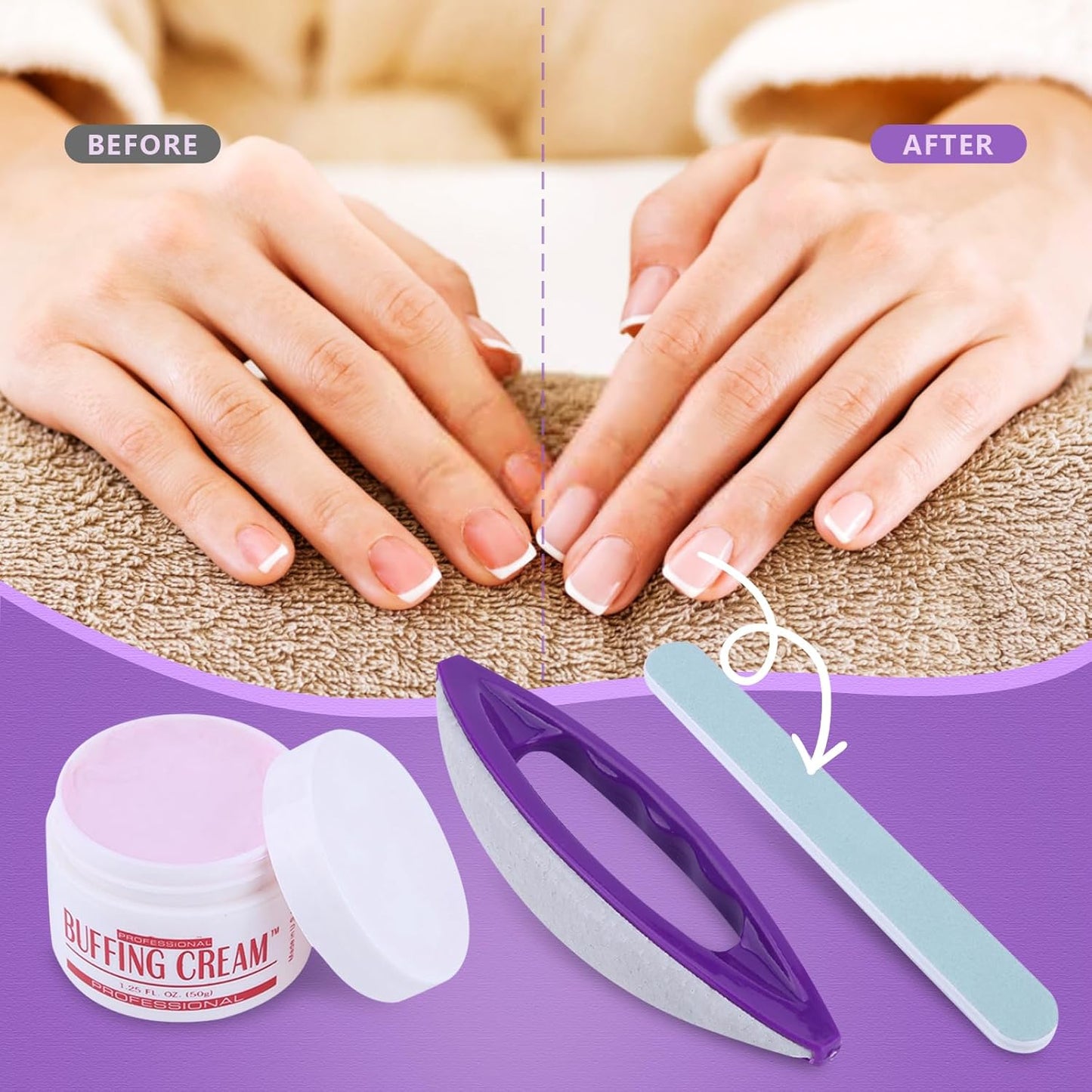Nail Buffers Blocks For Nails, Manicure Polishing Kit, Nail Art Buffing Cream+Nail Brush Buffer+Polishing Strip Nail Care Tools Set Nail Buffer Block for Professional Manicure Pedicure Salon