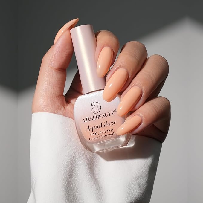 AZUREBEAUTY Light Coral Orange Nail Polish, Burgundy Natural Quick Dry Nail Strengthening Glossy Finish for DIY Manicure & Nail Art, Salon Quality