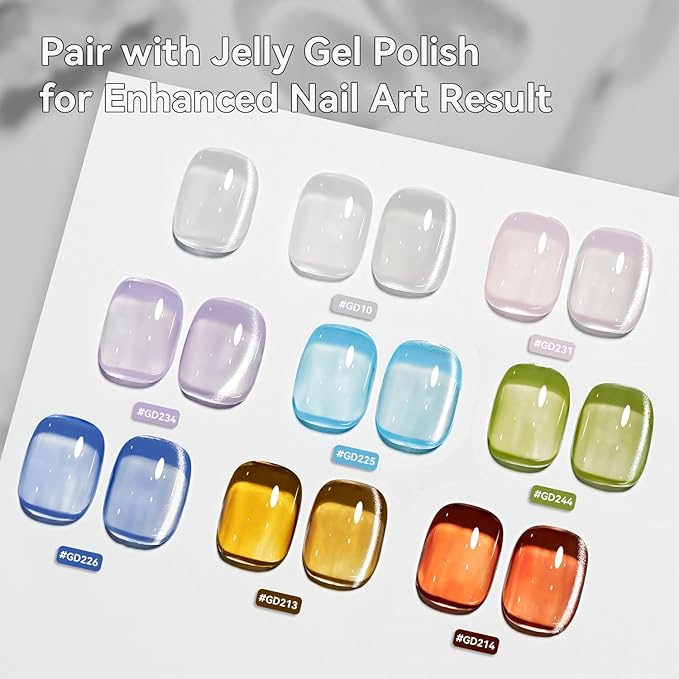 JODSONE Cat Eye Gel Nail Polish - 16.5ml Porcelain Silvery Moonlight Glassy Holographic Cat Eye Gel Nail Polish with Magnet Soak Off Need LED/U V Light Nail Art DIY Salon Gift