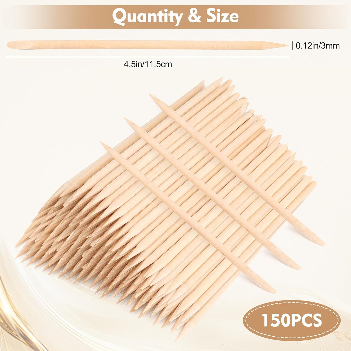 AHIER 50PCS/150PCS/500PCS/1000PCS Nail Art Orange Wood Sticks Cuticle Pusher Remover Manicure Pedicure Tool 110mm (150P)