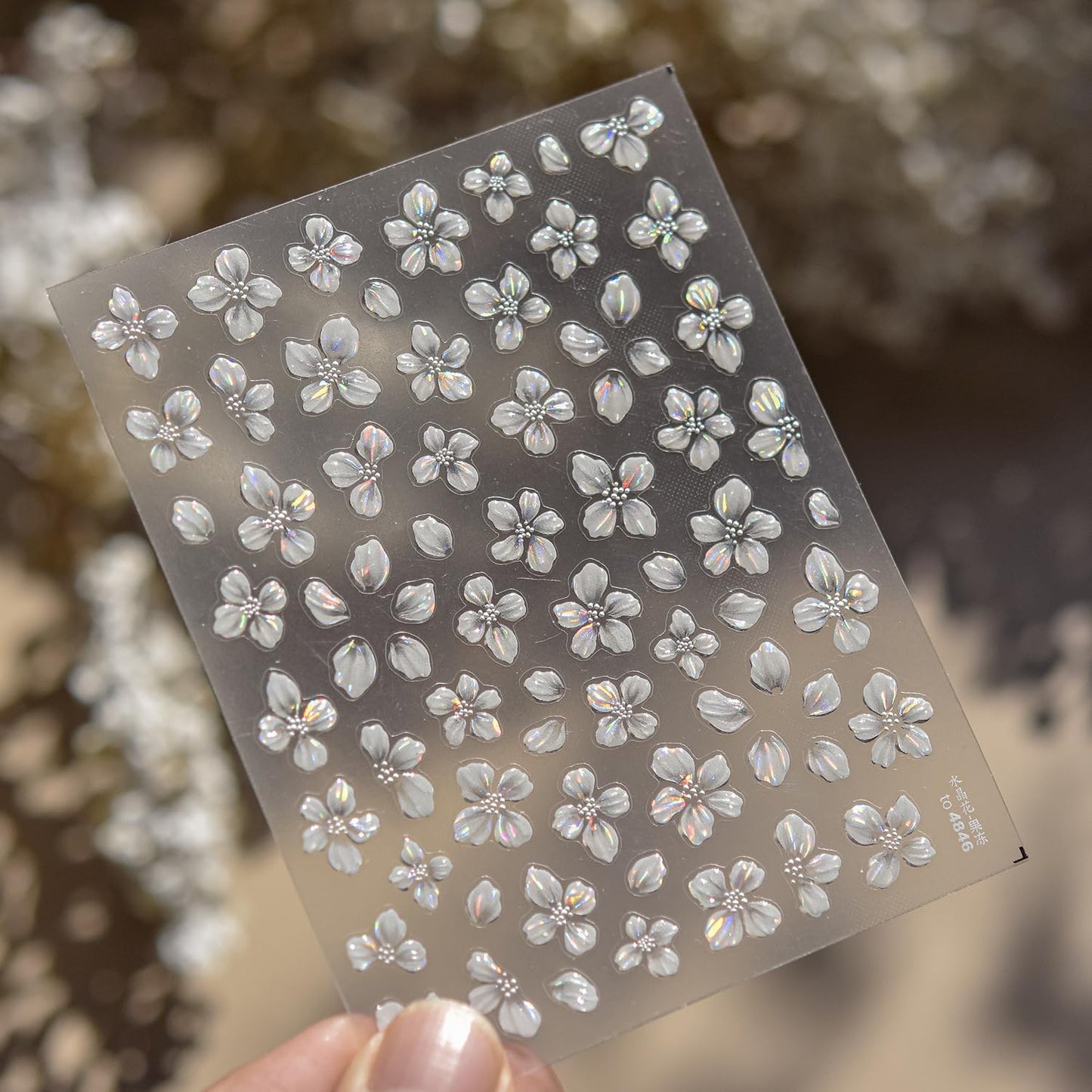 Flower Nail Art Stickers Decals White Flower Nail Stickers 1PCS Exquisite Shiny Shell Light Crystal Flowers Nail Decals Jelly Flowers Stickers for Nails Spring Summer DIY Manicure Nail Art Decorations