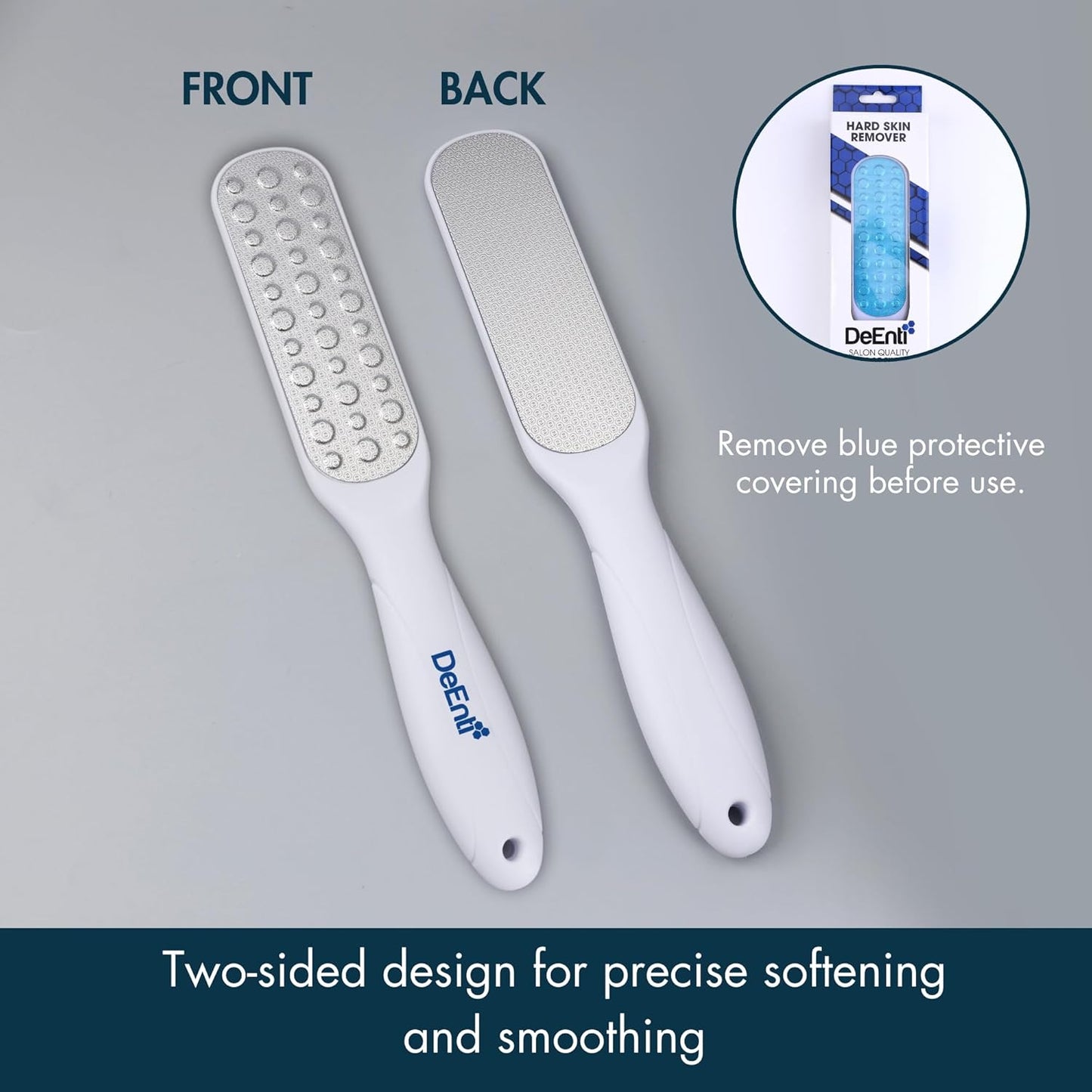 DeEnti Metal Foot File, Professional Grade Stainless Steel, Salon Quality Callus Remover, Lightweight Foot Scrubber, Home Manicure and Pedicure Tools