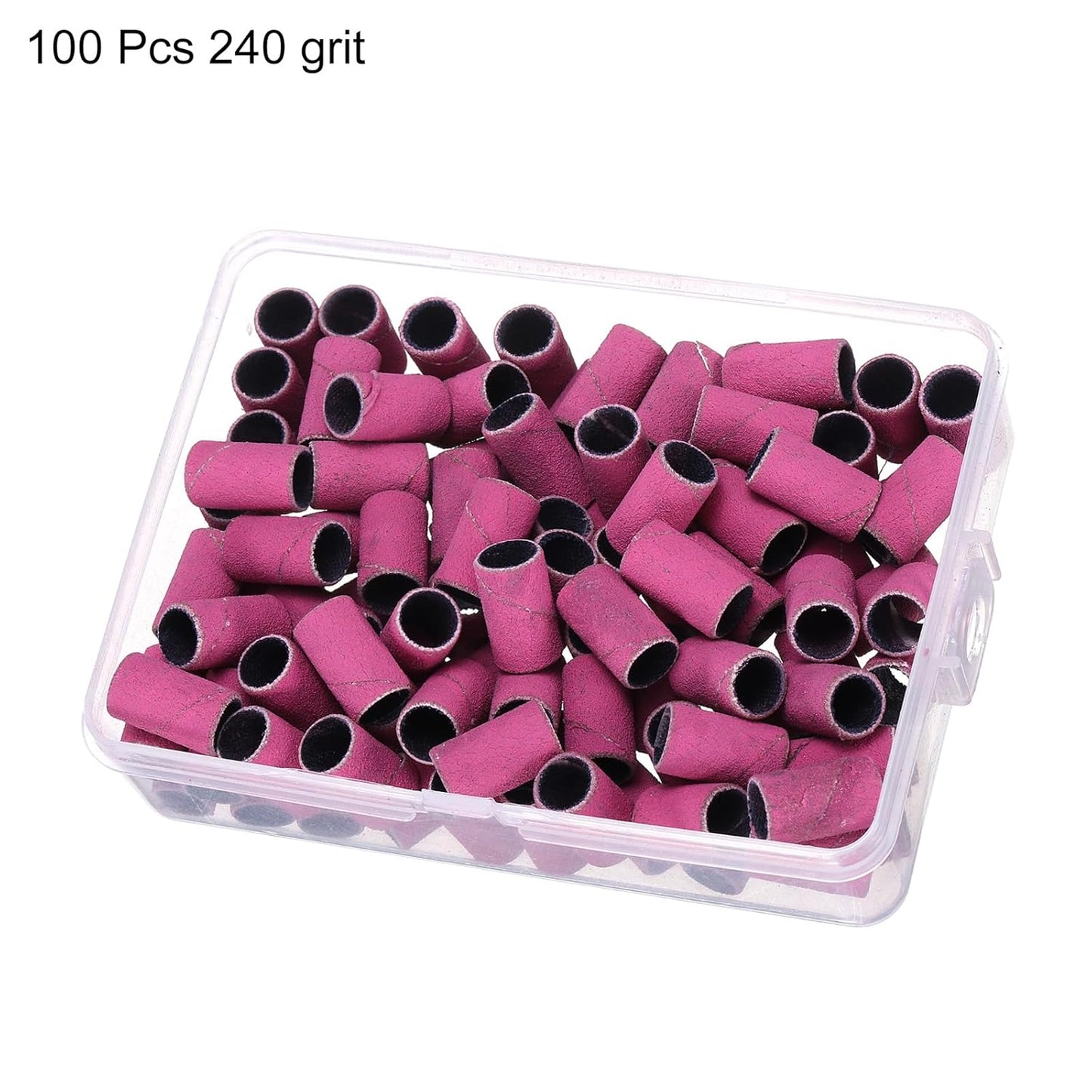 HARFINGTON 100pcs Small Sanding Bands 240 Grit for Nail Drill Bits Mini Sanding Band for Nails Gel Manicures Pink