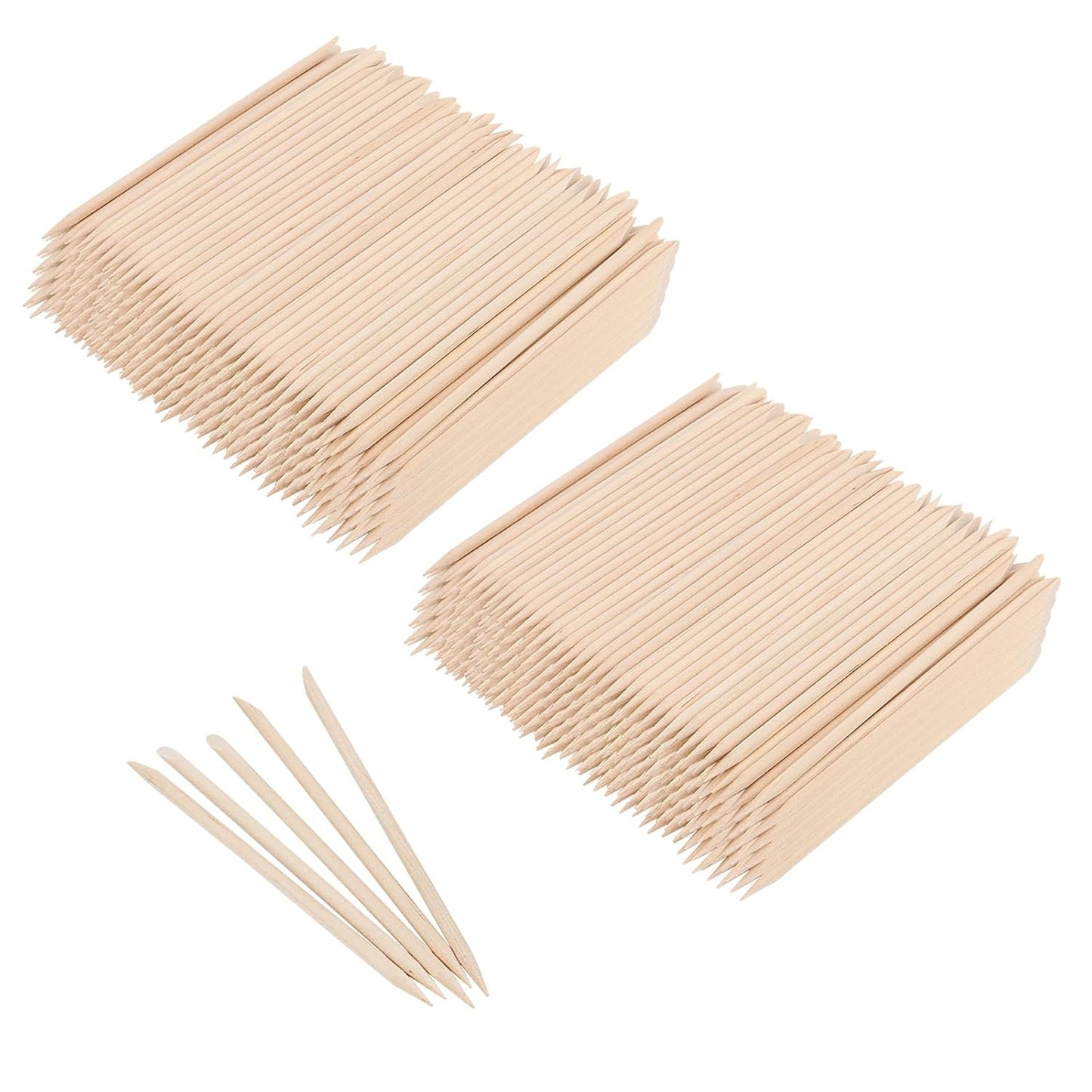 SOUJAP 2000 PCS 4.5 Inch Orange Wood Nail Sticks, Double Heads Wood Cuticle Pusher for Nail Cleaning, Manicure Pedicure