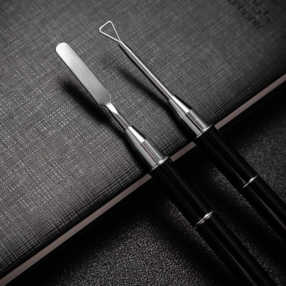 Kalolary Poly gel Dual Brushes for Nails, Acrylic Nail Brush with Spatula & Cuticle Pusher Tools for Poly gel Application Acrylic Powder Nail Extension - 2Pcs