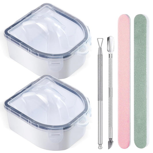 Wifniee Nail Soaking Bowl: 2PCS Soak Off Gel Nail Polish Dip Powder Remover Bowl for Hand Finger- Acetone Proof Manicure Bowl for Salon Home (S1-Black)