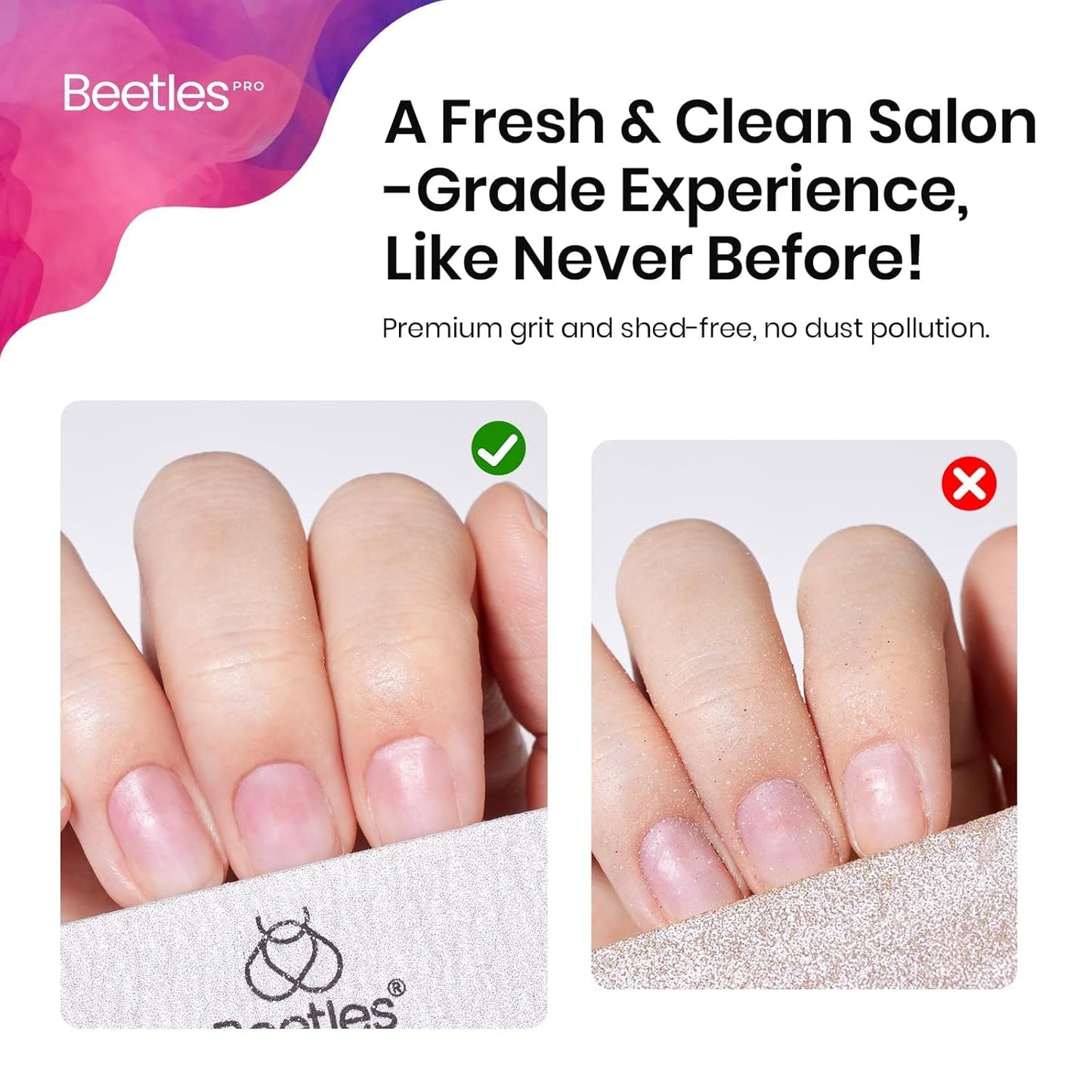 Beetles Pro 25-Pcs Nail File – Professional 100/180 Grit Double Sided Emery Board Nail Files Washable Shaper Files Precise Filing File for Acrylic, Gel & Natural Nails – Salon Quality Manicure Tool