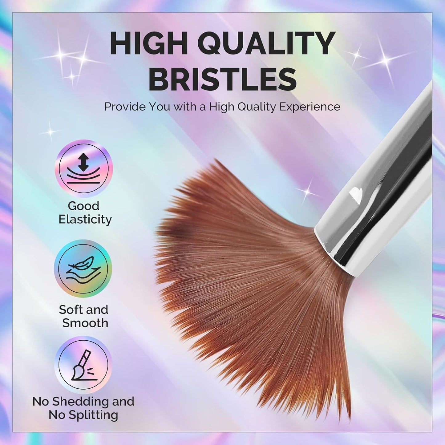 MelodySusie 4Pcs Acrylic Nail Brush Set, Size 8/10/12/14/ Professional Nail Brushes for Acrylic Application Powder Nail Extension and 3D Nail Carving for DIY Home Salon Nail Art Manicure Tool