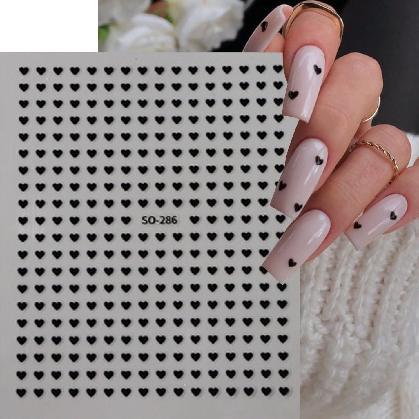 6PCS Mini Heart Nail Art Stickers 3D Self-Adhesive Sparkling Love Nail Art Decals Shinny Red Hearts Designs Nail Sticker for Valentine's Lovers Romantic Stickers DIY Manicure Decoration Accessories