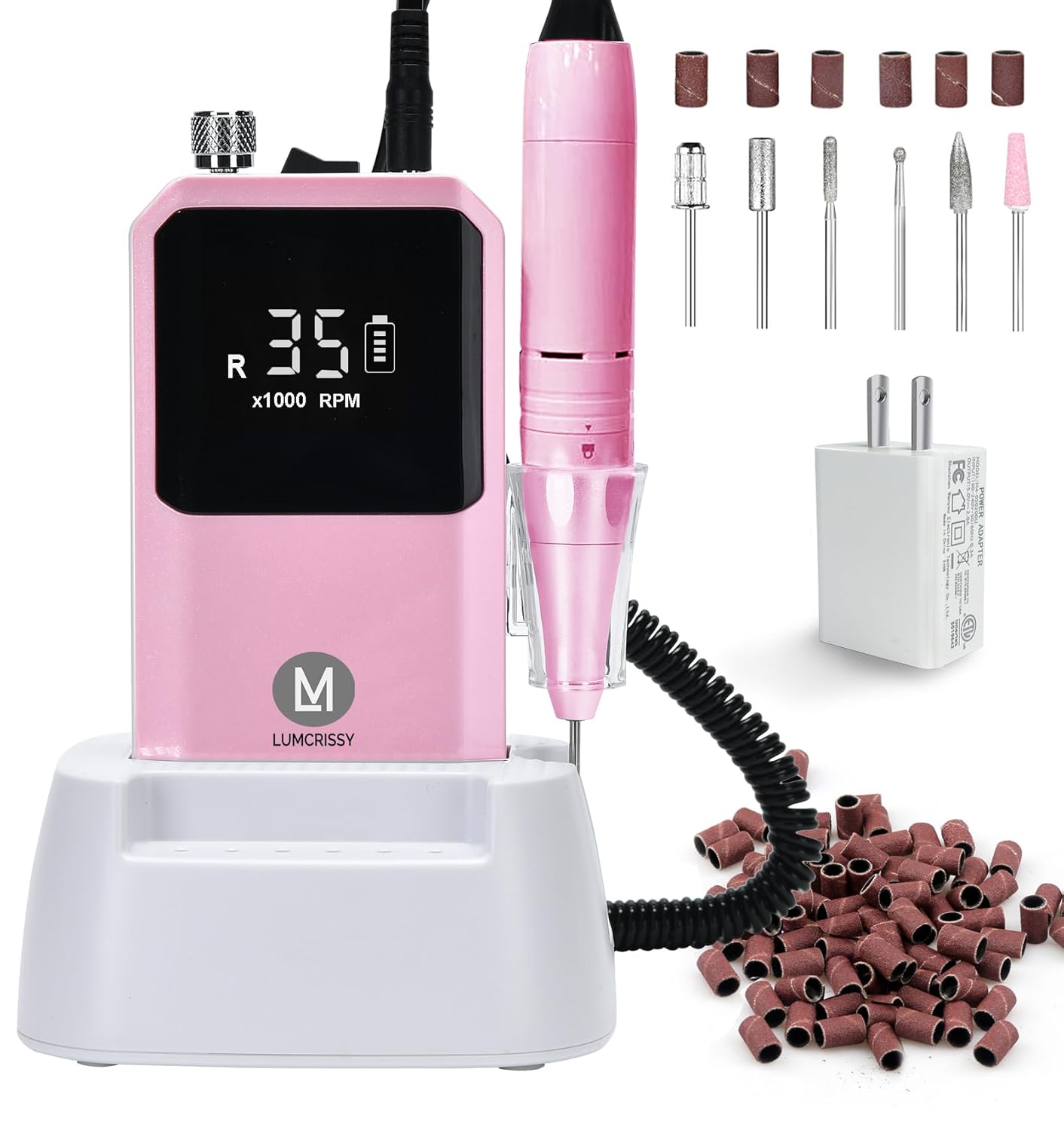 Professional Rechargeable Nail Drill 35000 RPM - Cordless Electric Nail File ,Portable Efile for Shaping/Removing/Polishing Gel/Acrylic Nails | Ideal for Home DIY & Salon Manicure Pedicure