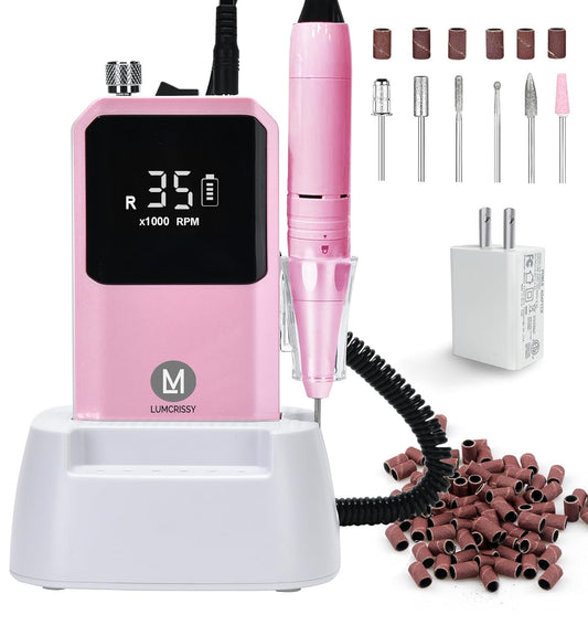 Professional Rechargeable Nail Drill 35000 RPM - Cordless Electric Nail File ,Portable Efile for Shaping/Removing/Polishing Gel/Acrylic Nails | Ideal for Home DIY & Salon Manicure Pedicure