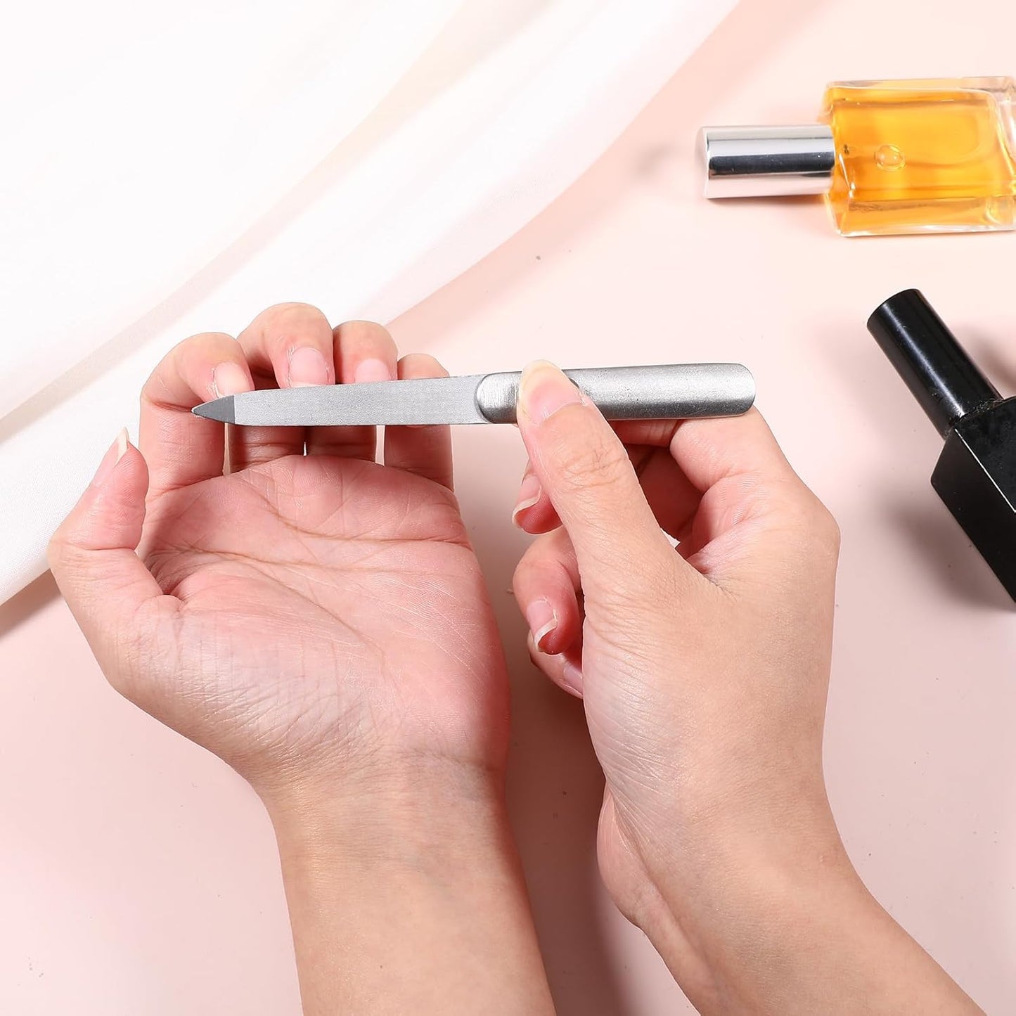 Stainless Steel Diamond Nail File,Double Sided Metal Fingernail Files for Women for Natural Nails Manicure Pedicure