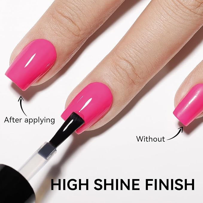 2Pcs Top Coat for Nail Polish, Quick Air Dry Clear Regular Nail Polishes High Shine Finish Long-Lasting Color Protection No Chip Vegan Hema-free Non-gel Salon Nail Art Gift for Women