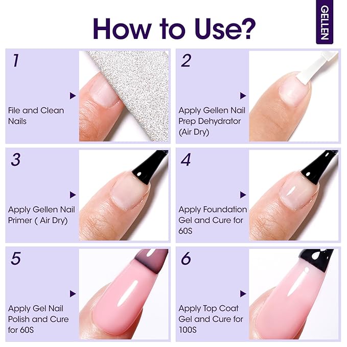 Gellen Nail Dehydrator and Primer Set, Hema-free Nail Prep Dehydrator & Acid-free Bond Primer for Long-lasting Adhesion Nails Lacquer Gel Polish Acrylic Powder Press-ons 3s Air Dry Nails Art Essential