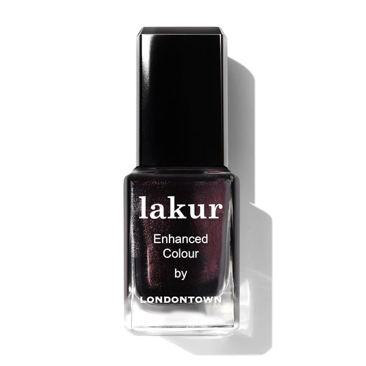 LONDONTOWN lakur Nail Polish - Chip-Resistant, Non-Toxic, Conditions & Hydrates Nails | Shimmery Pinot Noir Purple, Spilled Wine, .40 fl oz