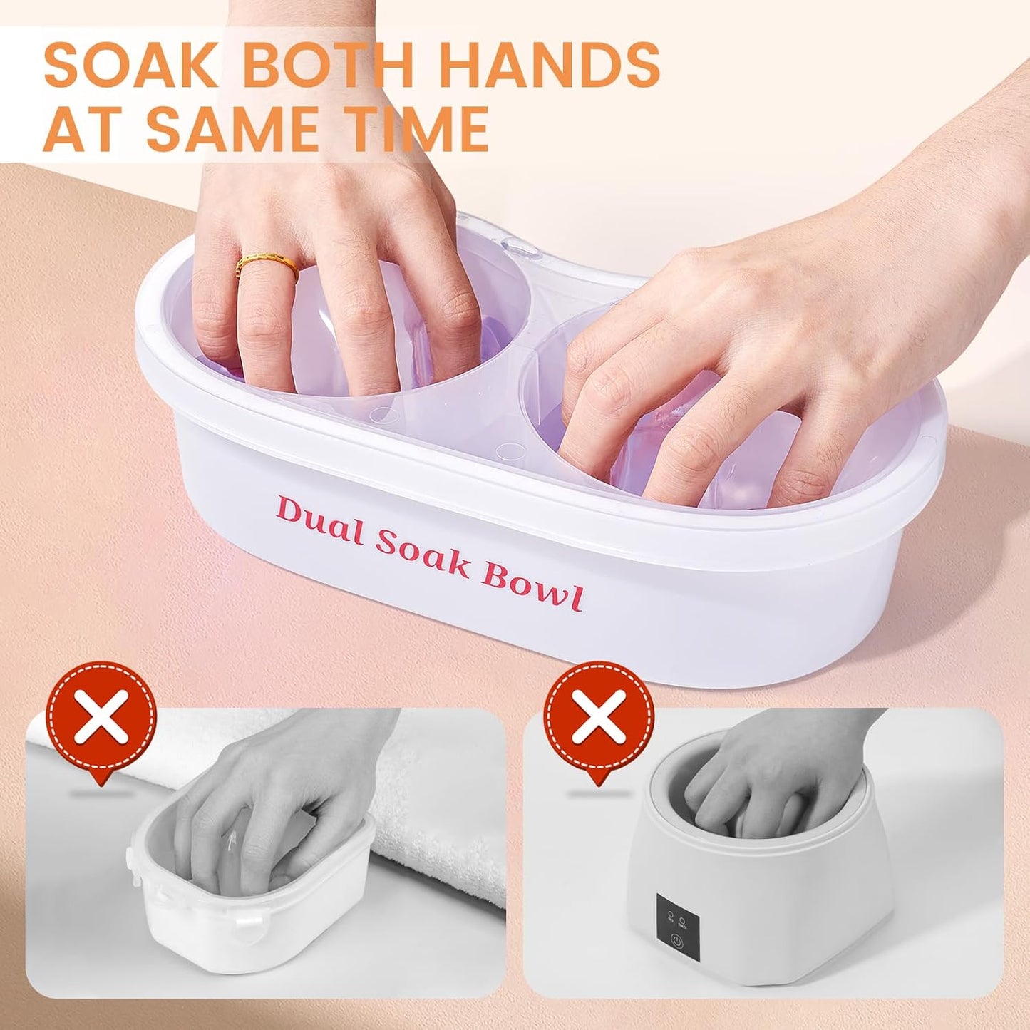 Dual Nail Soaking Bowl Acetone Proof: Nail Polish Acrylic Nail Remover Soak Off Bowl- Dip Powder Remover Manicure Bowl for Salon Home Use (D1-White)
