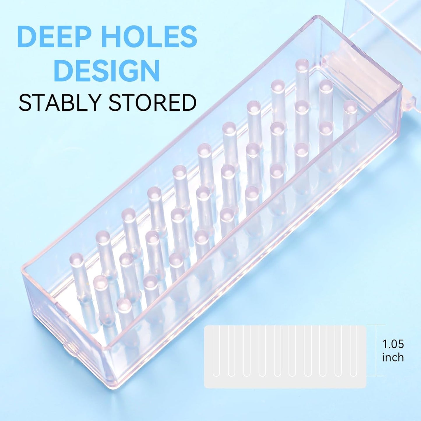Makartt Nail Drill Bits Holder,Dustproof Stand Displayer Organizer Container Case 30 Holes drill bit holder nail tech Professional Nail art Tools(Not Inlcude Drill Bits,Clear)