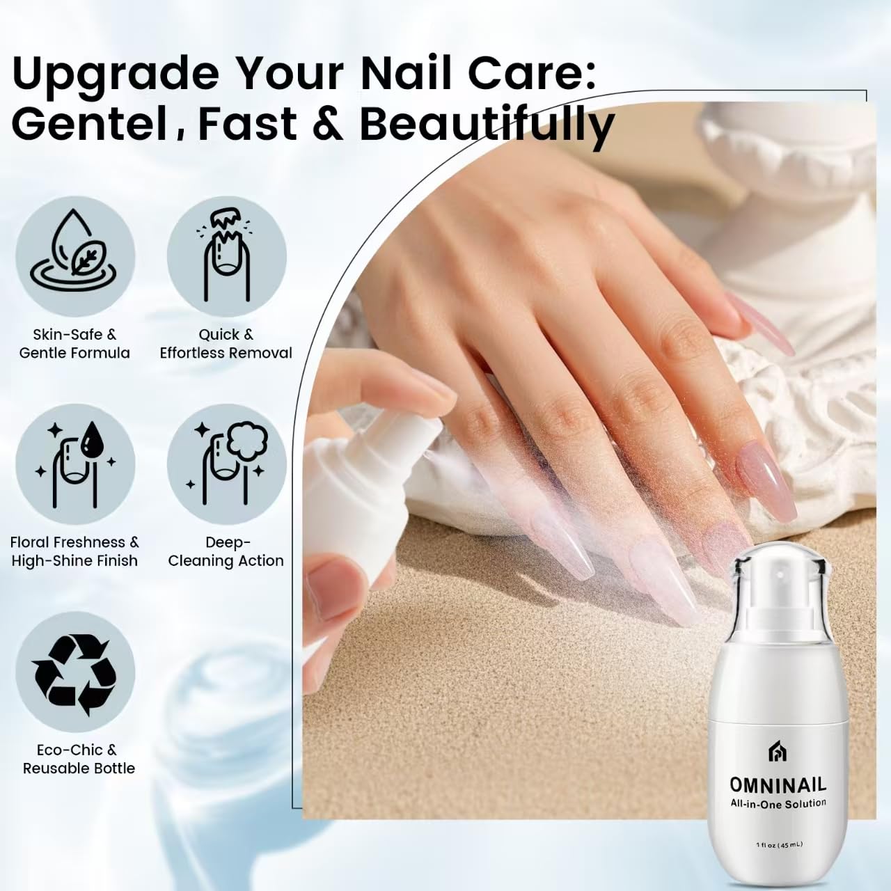 BENGONG 5-in-1 Multi-Functional Spray Professional Gel Polish Remover for Nails Care for Press-On Nails & Natural Nails Brush Cleaner Nail Polish Remover & Remover For Glue, Gel- 3 Fl oz