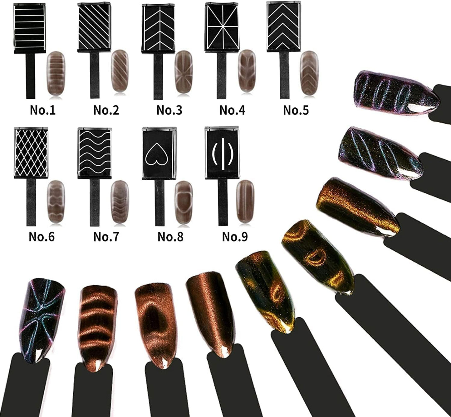 Ideal Swan Magnet Nail Art Polish Tool Set, Cat Eye Gel Polish 3d Gel Nails Cat Eye Plastic Tool, Magnetic Cat Eye for Salon Studio Home Manicure (15 Piece Set)