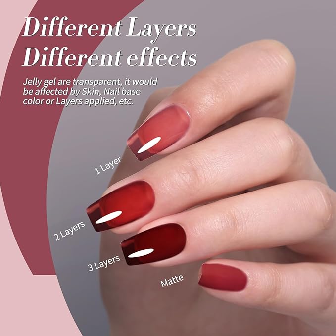 Born Pretty Jelly Burgundy Gel Nail Polish Halloween Ruby Blood Red Glitter Cat Magnetic Eye Gel Nail Polish Cherry Wine Red Gel Polish Collection Soak Off U v Led Gel Nail Kit Minicure DIY Gift 6PCS