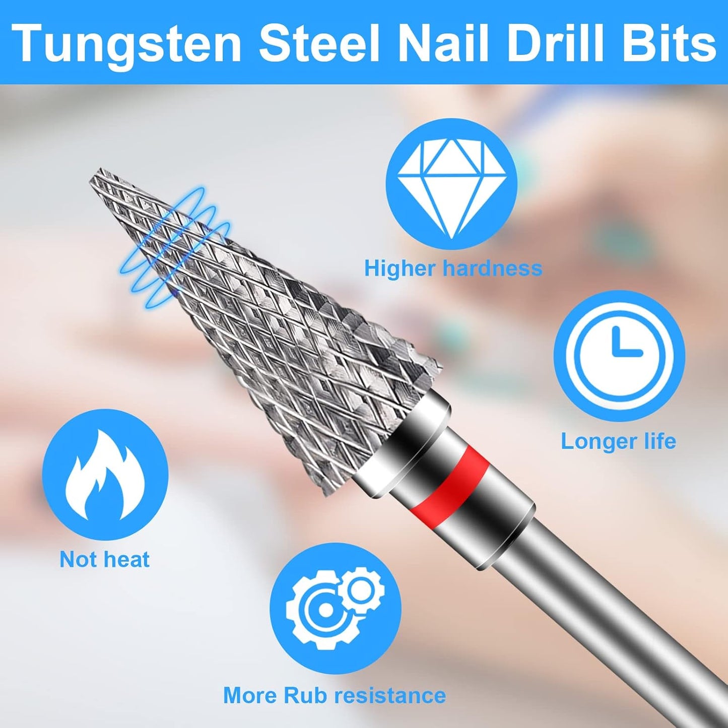 Diesisa 2 Pack Nail Drill Bits for Acrylic Nails, 3/32" Shank Drill Bits for Nails Professional Electric Nail Drill Bits for Home Salon/Fine+Medium Nail Bits - Nib