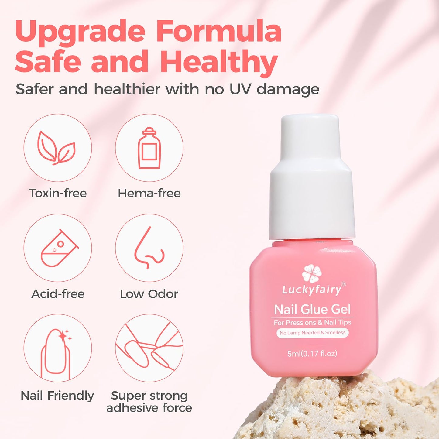Gel Nail Glue for Press on Nails: No Lamp Need, Upgraded Air Fast-curing Super Strong Glue Gel 5ml*3pcs for Nail Tips Fake Nails & Acrylic Long Lasting 30+ Days