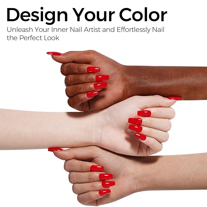 TOMICCA Red Gel Nail Polish, Ruby Red UV Polish, Long Lasting Gel Polish for Salon DIY Manicure
