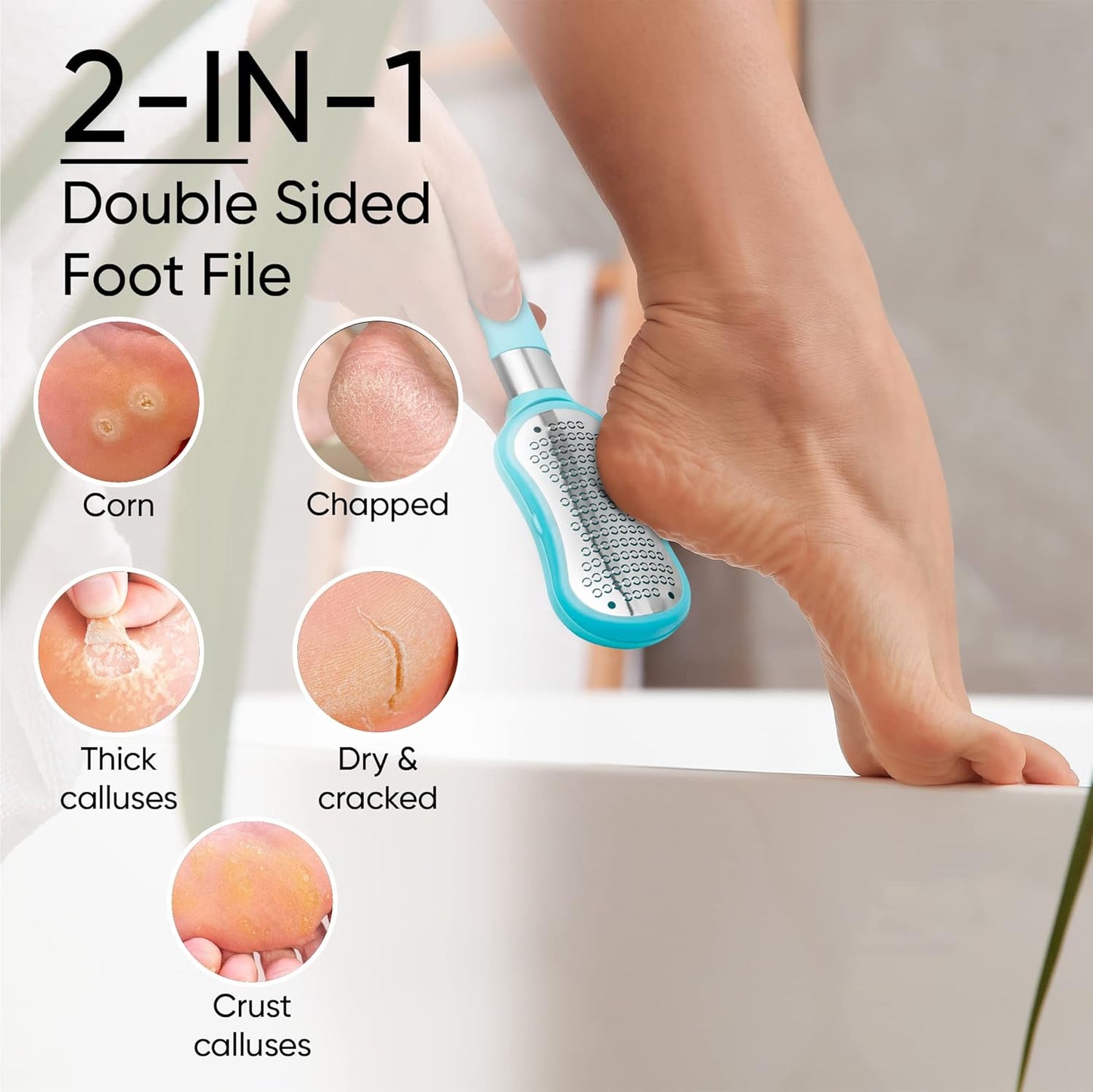 Premium Foot File – 2-in-1 Callus Remover for Feet with Dead Skin Storage – for Dry, Cracked Heels, Hard Skin – High-Grade Stainless Steel Foot Scraper - 1 Count