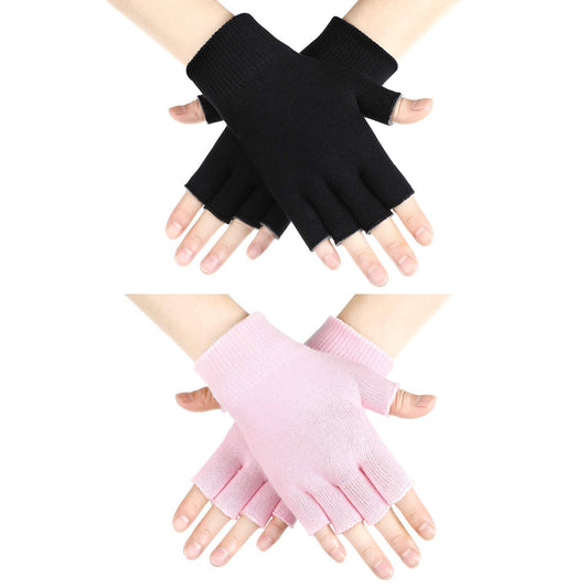 2 Pairs Fingerless Moisturizing Gloves Fingerless Gloves for Women Cotton Soft Moisturizing Eczema for Dry Rough and Cracked Hands Repair Arthritis Hand Typing for Men and Women(Pink and Black)