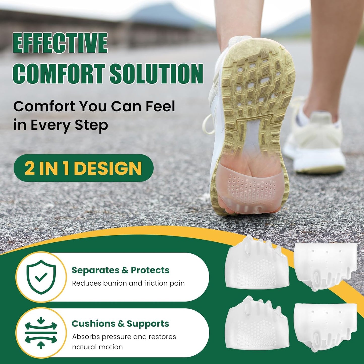 Toe Separators & Metatarsal Pads for Women & Men - 4Pcs Gel Toe Spacers, Ball of Foot Cushion for Pain Relief, Metatarsalgia, Morton’s Neuroma, Long Hours of Standing or Walking