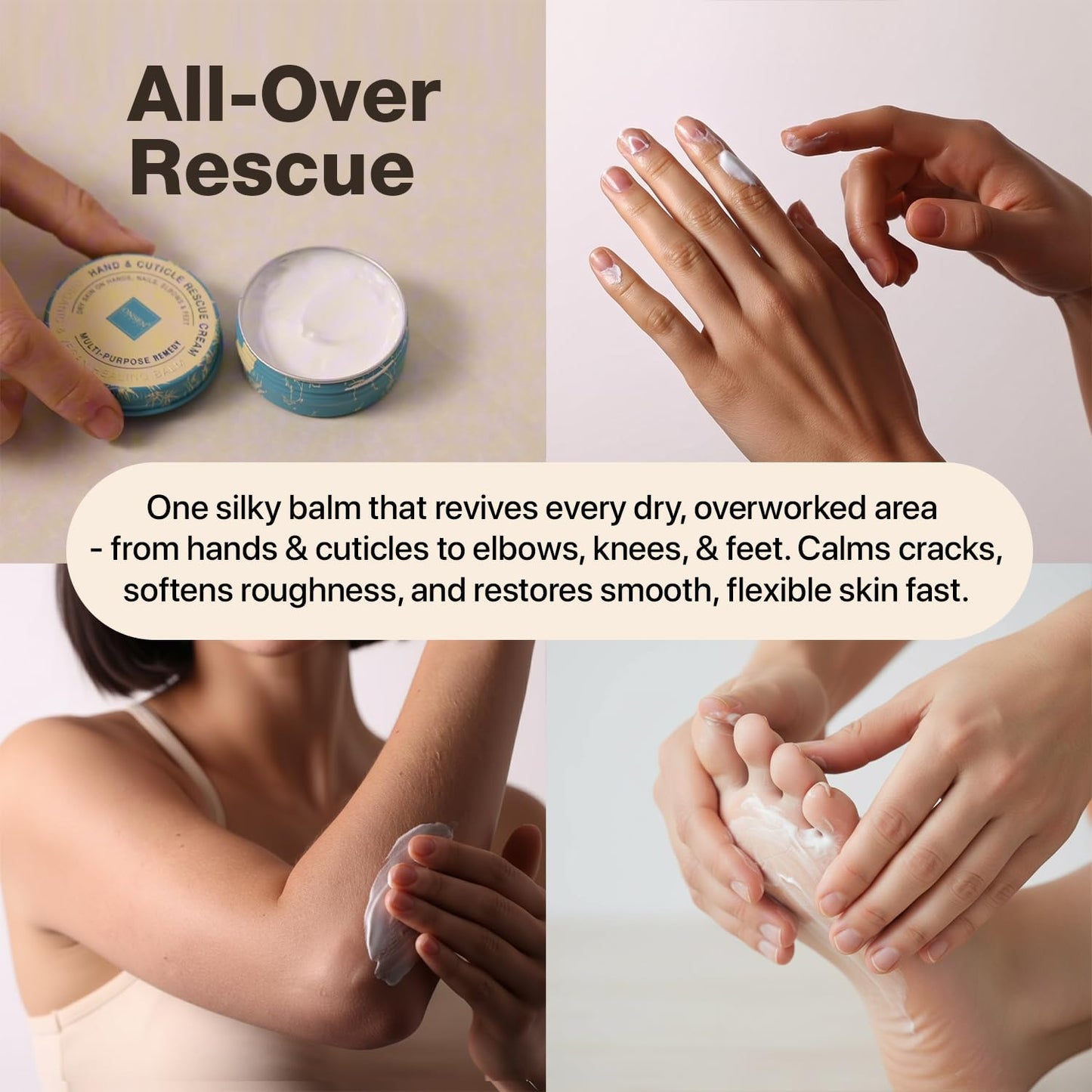 Onsen Hand & Cuticle Rescue Cream | Organic Nail Strengthener & Balm | Dry, Cracked Hands, Elbows & Feet | Shea Butter, Tsubaki & Jojoba Oil | Nail Repair & Growth, Vegan - 1 Pack (0.88 oz)
