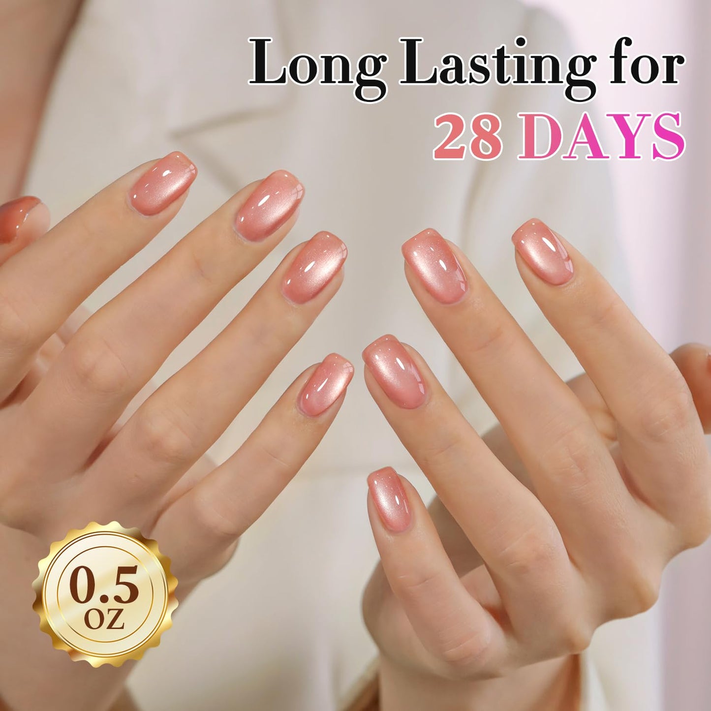 Double Rhythm 0.5 OZ Cat Eye Gel Polish with Magnet 15ML Holographic Glitter Shimmer Translucent Jelly Color Magnetic Polish Salon DIY at Home (MC1056)
