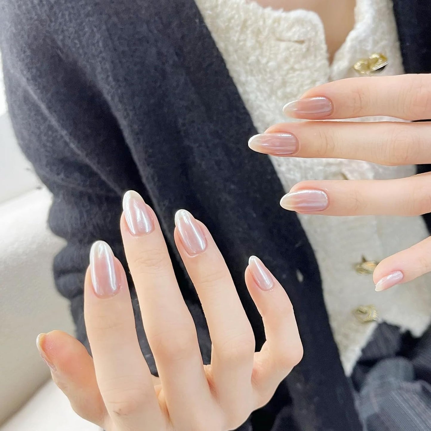 COSMOO Pearl Pink Nail Polish, 10ml Quick Dry Nail Lacquer, Super Lustrous Nail Enamel Polish, Shimmer Iridescent Ultrachrome Art Varnish, 0.34 fl oz (Pearl Pink)
