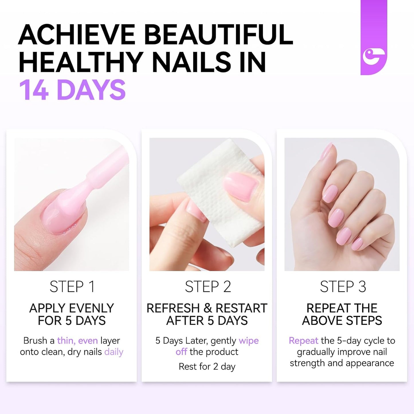 Women Nail Strengthener Protein for Daily: Clear Gelike EC 6 in 1 Nail Treatment for Weak and Damaged Nails Everyday - Nail Polish Hardener for Home Salon Travel Spa Gift